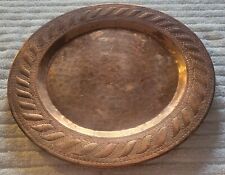 Vintage Large Hammered Solid Copper Plate Round 11.5