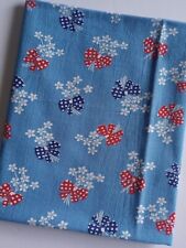 Vintage Full Feedsack Fabric Opened 36x41 Blue With Red & Blue Bows Bouquets  picture