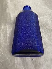 ANTIQUE VTG COBALT BLUE Medicine Bottle Beautiful Embossed Design 8”x3” picture