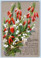 1880-90's ERA VICTORIAN CHRISTMAS HEALTH WEALTH PEACE JOY ANTIQUE XMAS CARD picture