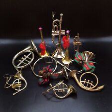 Vtg Lot 10 Plastic French Horn Trumpet Christmas Ornaments Instruments Hong Kong picture