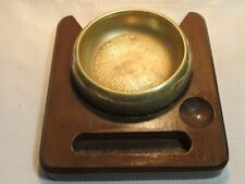 Vintage Brass Ashtray With Wooden Holder picture