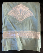 Vtg Bath Towel Avanti Luxury Mint Green Seashell Decorative MCM NOS picture