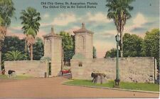 St Augustine Florida Postcard City Gates 1940s Travel Tichnor Bros B picture