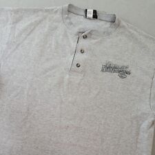 Harley Davidson Men's Large Henley Short Sleeve Gray Meredith, NH Live Free picture