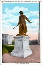 postcard Massachusetts Bunker Hill - Colonel William Prescott statue picture