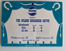 1962 Disneyland Golden Horseshoe Review Table Tent Pepsi Mountain Dew 72VO picture