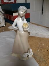 Tengra Hand Made Porcelain Girl with 2 Geese Spain 8.5