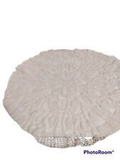 Hand Crocheted White Round Table Cover Doily 23-24 inches Dmg see pics and desc picture