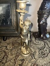 Vintage Cherub candle holder heavy and solid 14in picture