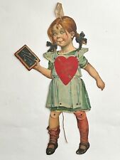Antique 1906 Large Die Cut Mechanical Girl Valentine picture