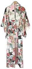1960s Silk Kimono Japanese ornate vintage floral red pink gold silver geisha picture