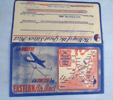 vintage Eastern Air Lines ticket folder with passenger ticket stub picture