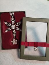Snowflake Ornament Baby's First Christmas Pewter Crystal Boxed picture