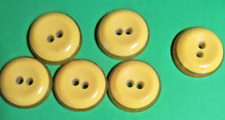 (6) VINTAGE STREAMLINE YELLOW LAYERED OVER CLEAR PLASTIC 2-HOLE BUTTONS NOS-R538 picture