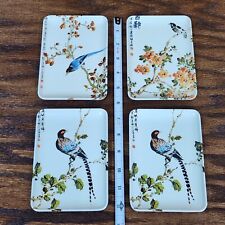 Vintage Decorative Crafts Melamine Birds Nature Trays Set of 4 Made In Italy picture