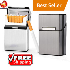 2 Pack Cigarette Case Magnetic Brushed Aluminum Case King Size 20 Capacity 85mm  picture