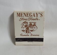 Vintage Menegay's Fine Foods Restaurant Matchbook Iola Kansas Advertising Full picture