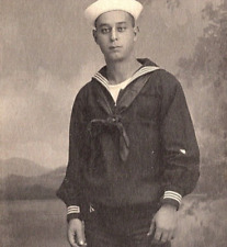 WW Era RPPC Handsome Young U.S. Navy Sailor Juan Correa Poses Studio Portrait picture