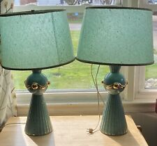 Rare Vintage Leviton Press Art Deco Lamps With Beautiful Shades picture