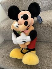 Vintage DLP Disneyland  Paris Mickey Pluto Hugging 14” Soft Toy Plush Tags picture