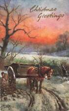 c1910 Raphael Tuck Horse Cart Wagon Novelty Scene Christmas P366 picture