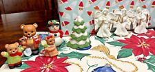 Lot Vintage HOMCO Christmas BEARS Set of 5 and Set of 3 Musical Angel Ornaments picture