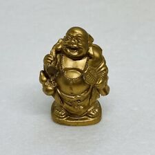 Vintage Laughing Buddha Figurine Gold Painted Travelling Bag Good Luck Decor C3 picture