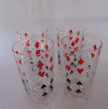 4 Drinking Glasses Libbey Playing Cards Bridge Poker picture