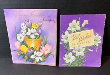 VTG Embossed Easter Cards Lot (2) Purple Backgrounds Lilies & Crocuses picture