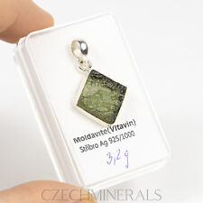 3.31gr MOLDAVITE tektite genuine pendant sterling silver .925 + COA #JM388 picture