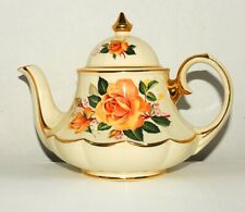 1940’s English Sadler Marquee Carousel Bell Shaped Teapot Yellow Roses-Gold Trim picture