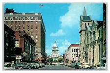 Vintage 1950's Postcard Antique Autos on Capitol Avenue Springfield Illinois picture
