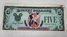 Vintage 1988 Disney Dollar Goofy A Series Bank Note $5 picture