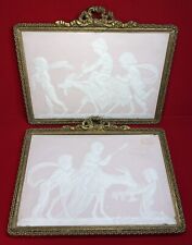 Antique Pair French 19th C. Camille Tharaud Pink Limoges Plaques Bronze Frame picture