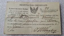 1917 WWI Draft Card Registration Certificate Newton IA picture