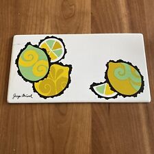 Mid-Century Georges Briard Green Lemons Enamel Metal Tile Trivet / Coasters picture