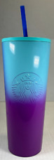 Starbucks 2021 Teal Blue Purple Ombre 24 Oz Stainless Steel Cold Cup Tumbler picture