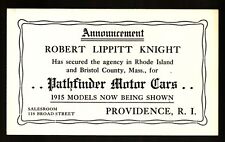 [J58085] 1915 ANNOUNCEMENT CARD PATHFINDER MOTOR CARS, PROVIDENCE, RHODE ISLAND picture