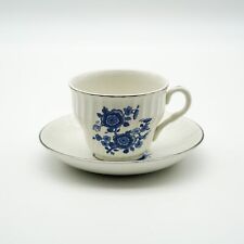 Vtg Enoch Wedgwood Royal Blue Ironstone Tea Cup & Saucer Set Tunstall England picture