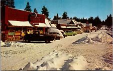 Postcard Snow Covered Street Scene Village Big Bear Lake, California picture