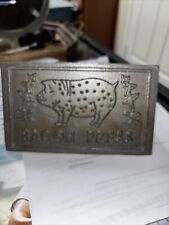 Vintage Cast Iron Bacon Press with Wood Handle & Pig Design picture