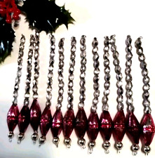Vtg Christmas Ornament 12 Facet Bead Icicles Czech Mercury Glass Drops 4