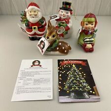 Mr. Christmas Ceramic Ornaments Set of 4 Santa Snowman Reindeer Elf NEW picture