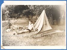 Handsome guy near the tent Gay Int Vintage photo picture