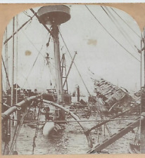 1898 View of the Wrecked Battleship Maine.  Stereoview Photo picture