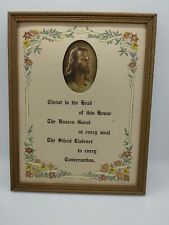 Vintage E. K. Inc. Jesus Christ Head Of This House Framed Wall Hanging picture