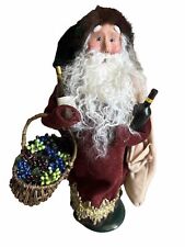 VTG Byers Choice USA Santa Holding Basket of Grapes & Two Bottles Of Wine 13” J1 picture