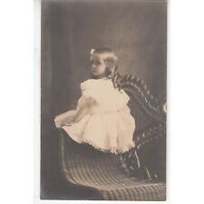 RPPC Photo Postcard 1915 Little Victorian Girl Facing Backwards Head Turned picture