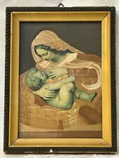 VIRGIN MARY / CHRIST CHILD, WOOD FRAMED IMAGE. 7 x 5.5 INCHES Vintage Collage ? picture